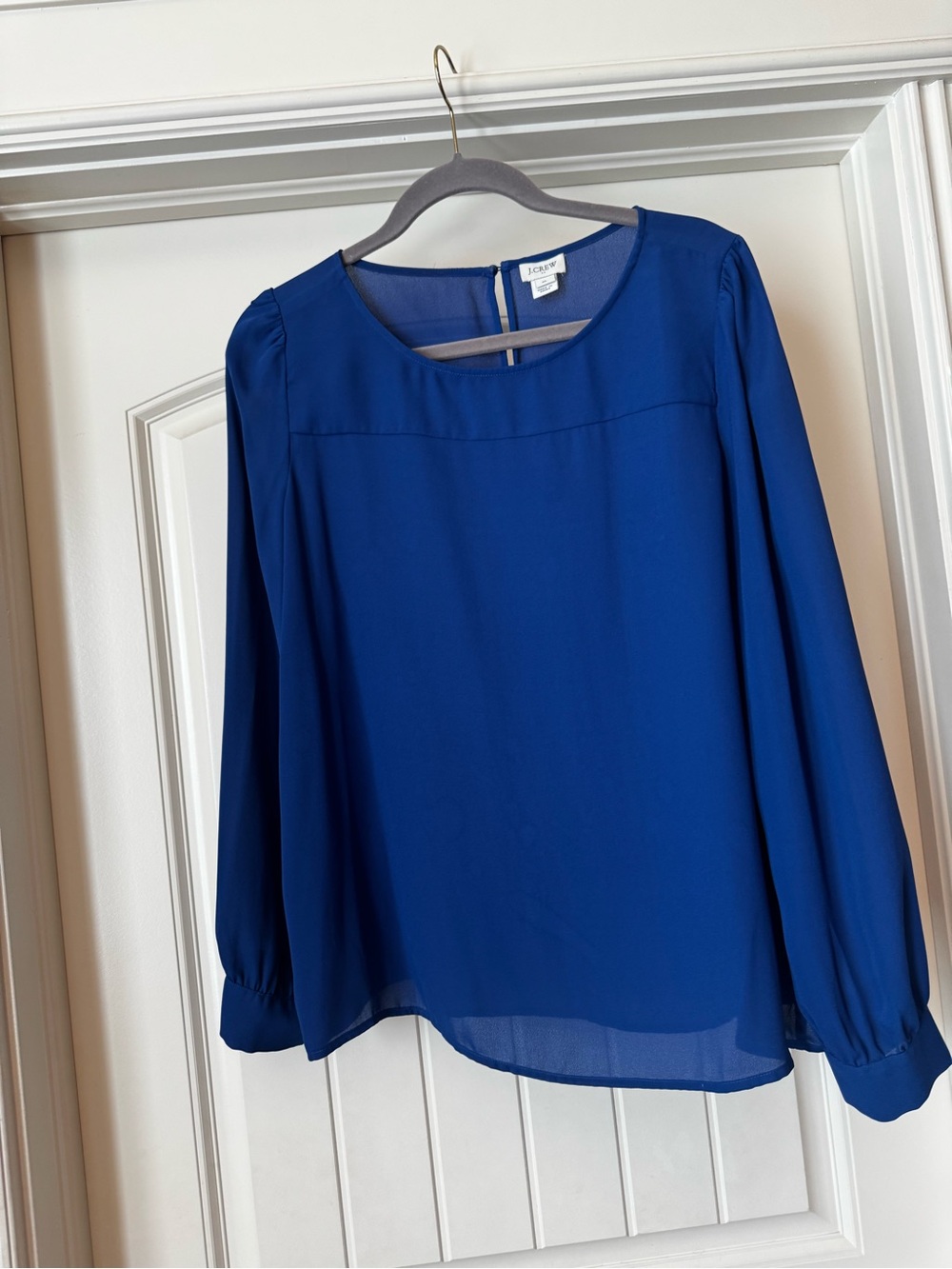 J. Crew Royal Blue Long-Sleeve Crewneck Blouse